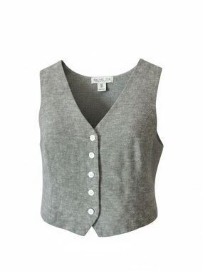 Rachel Zoe Gray/Green V-Neck Button Front Tank Vest